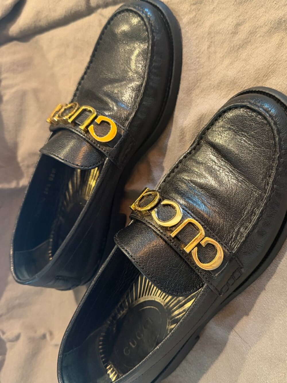 Womens Gucci Black Loafers Sz 38.5